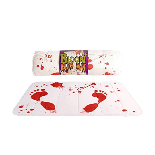 Bloody Bath Floor Mat Sheet Red Foot Prints Blood Like Effects