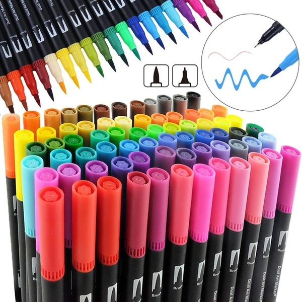Dual Tip 0.4mm Fineliners Bullet Journal Pens /& 2mm Watercolour Brush 36 Coloring Drawing Art Markers Set Felt Tip Pens for Children /& Adult