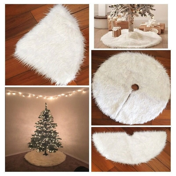 78cm Long Snow Plush Christmas Tree Skirt Base Floor Mat Cover XMAS Party Decor