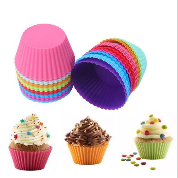 9 pcs Round shape silicone muffin cup cake jelly baking mold 7cm