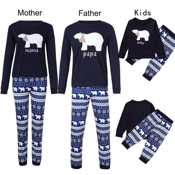 Mummy Bear Matching Family Long Pyjamas Christmas Matching PJs