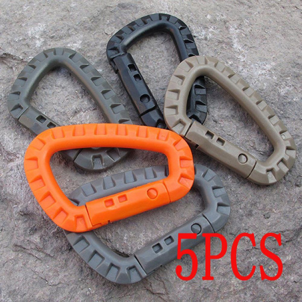2//5Pcs Outdoor Carabiner D-Ring Key Chain Clip Hook Camping Buckle Snap Plastic