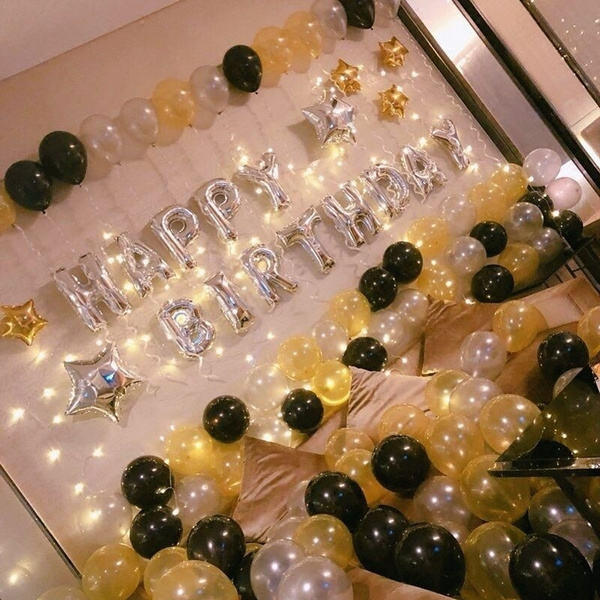 Adult Birthday Party Decorations Diy Hippy Birthday Balloons Gold Silver Star Balloons Led Strips 10 Inch Pearl Balloon Balloon Strap For 30th