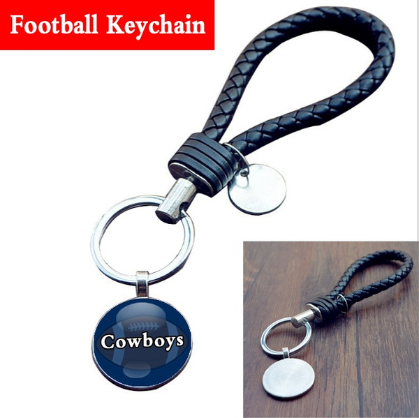 American Football Dallas Cowboys Small Gift Time Gem Single Circle Woven Leather Cord Keyring