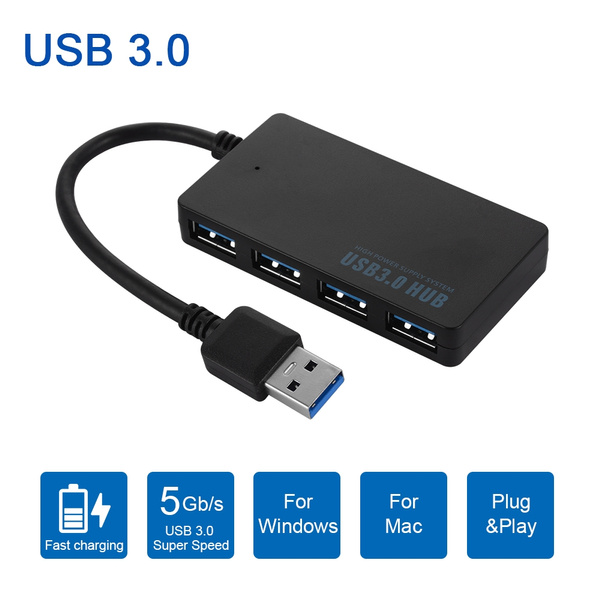 4-Port USB 3.0 Hub Cable Adapter USB Expansion Hub with AC Power Adapter AC1519