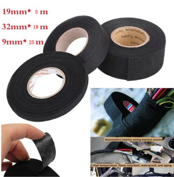 19mmx 15M Adhesive Cloth Fabric Tape Cable Looms Wiring Harness For Car Auto