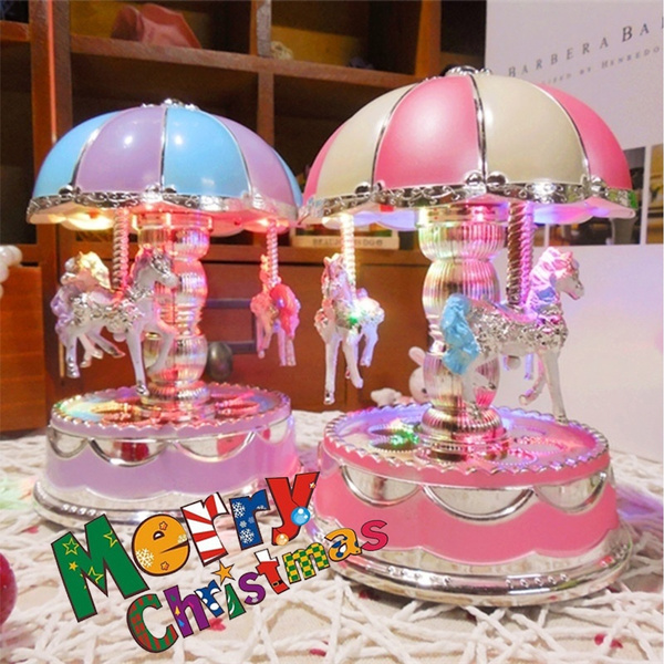 LED PINK house Carousel Music Box //MERRY-GO-ROUND Classic Music box