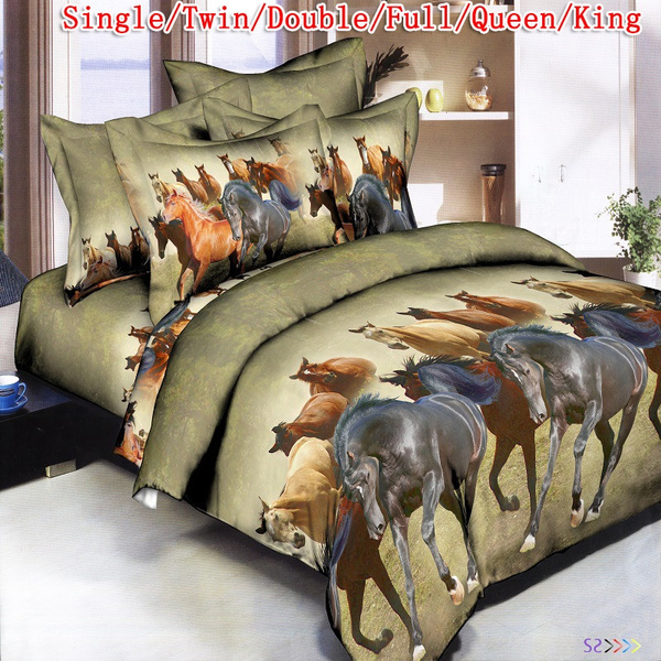 Bedroom Furniture 4pcs Polyester Bedding Sets 3d Print Galloping Horse Quilt Cover Bed Sheet 2 Pillowcase Size Single Twin Double Full Queen King