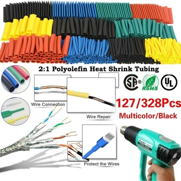 328PCS 2:1 Polyolefin Heat Shrink Tubing Tube Sleeve Wrap Wire Assortment 8 Size