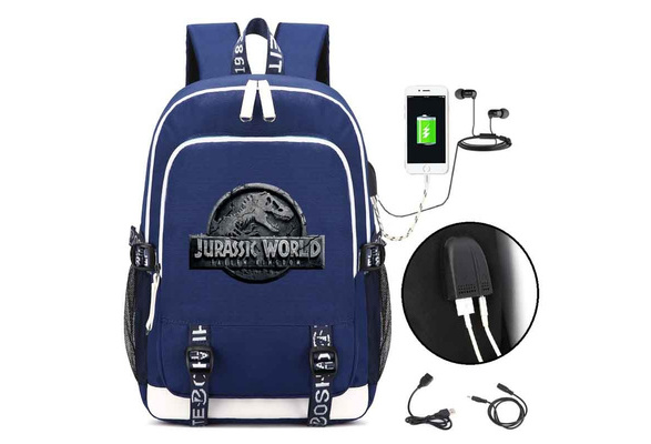 Jurassic World Backpack Usb Charging Port And Lock Headphone