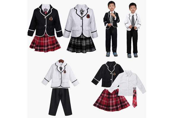 Kids Girls Boys British Style School Uniform Anime Costume Suit
