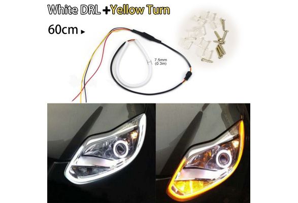 2Pcs 60CM LED Car DRL Daytime Running Lamp Strip Light Flexible Soft Tube NEW JO