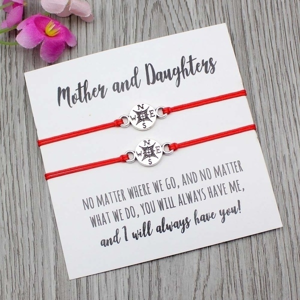 2019 New Mother And Daughter Love Card Grandmother And Granddaughter Card Aunt And Niece Gifts With Compass Charm Bracelet Christmas Present