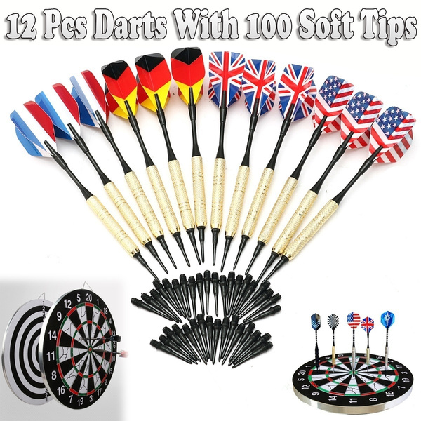 12X Soft Tip Darts For Electronic Dartboard With 36 Extra Tips Professional QP 