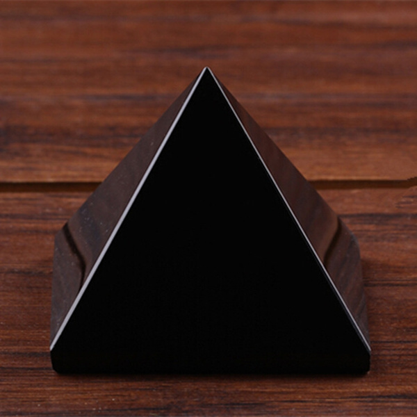 Natural Obsidian Black Quartz Crystal Pyramid Stone Rock Healing Home Decor Gift