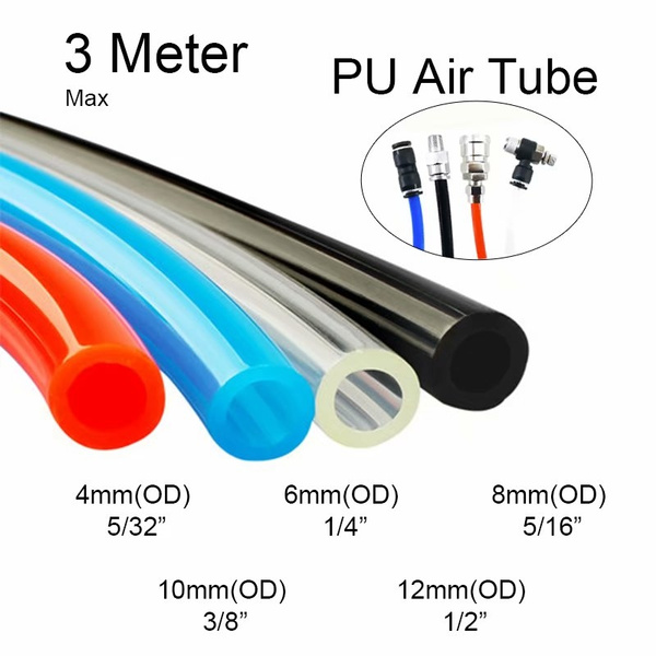 1 Meter Polyurethane Pneumatic PU Pipe Tube Hose Red black and blue Transparent