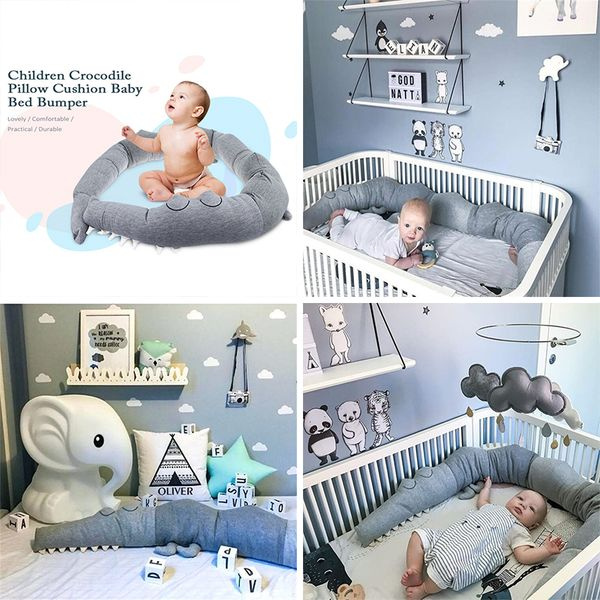 185cm Cotton Baby Crib Bed Bumper Crocodile Doll Cushion Kids Nursery Bed Pillow