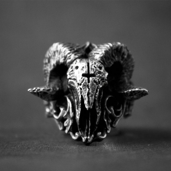 Satan Punk Gothic Skull Totenkopf Biker Herren Sorath Dämon Ring Edelstahl