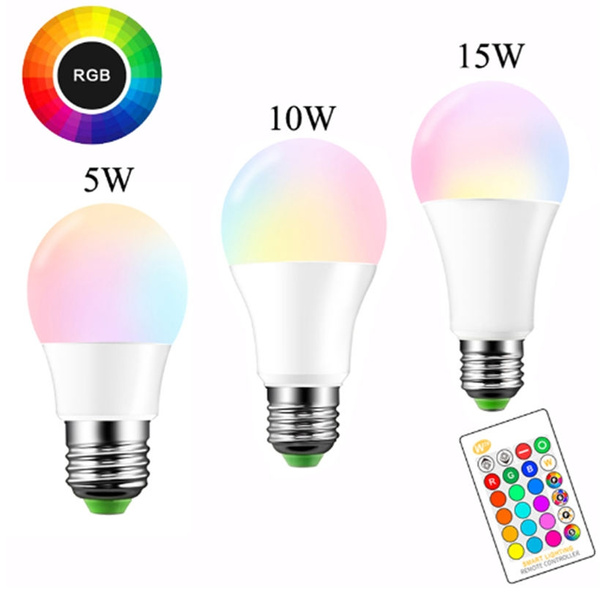 E27 5/10/15W RGBW W/WW LED Light Color Change Lamp Bulb+Remote Control 85-265V