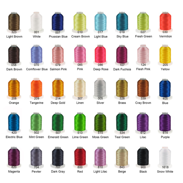 Polyester Embroidery Thread Color Chart