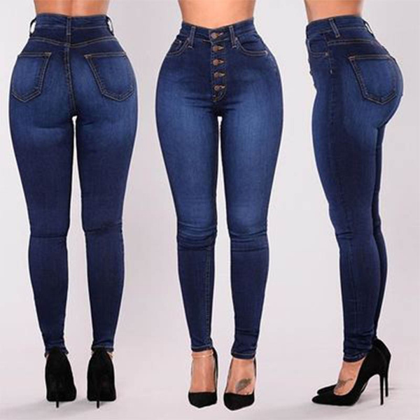 Womens Jeans High Waisted Jeans 2 Colors S-4XL Plus Size Pants ...
