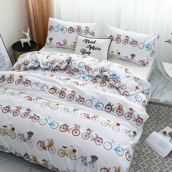 Bicycle Duvet Cover Set Bikes With Colored Rims Cartoon Style 2 3