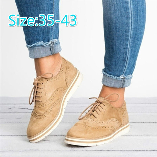 women's lace up perforated oxfords shoes plus size casual shoes