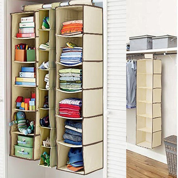 6 Shelf White Hanging Clothes Organiser Shoe Rack/Wardrobe Tidy 