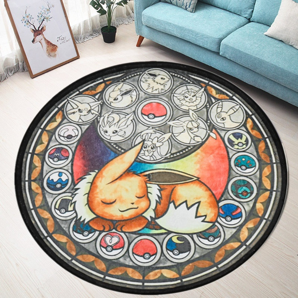 Pokémon Eevee Anime Manga Plush Floor Rug Carpet Room Doormat Non-slip Mat