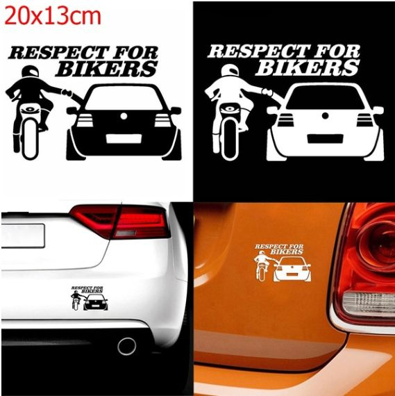 1Pc Waterproof PET Respect for Bikers Sticker Car Vinyl Decal Funny Motorcycle