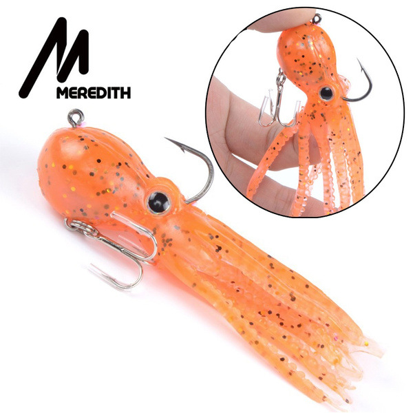 Portable Saltwater Octopus Bait hook Squid Skirt Lure Fishing Tackle long tail