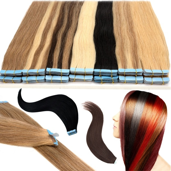 50g 20pcs Tape In Hair Extensions Ombre Dark Brown To Light Brown And Ash Blonde Remy Human Hair Extensions Tape In Natural Hair 18inch Straight