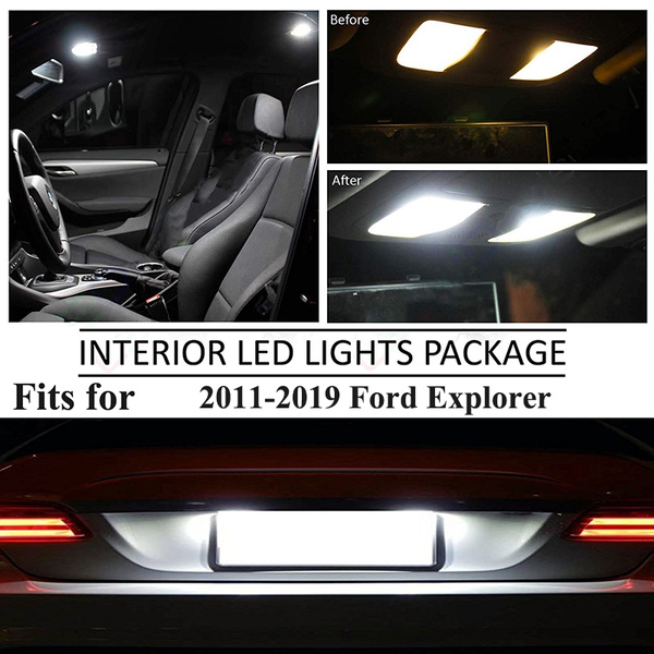 White Canbus Led Interior Lights Accessories Package Kit For 2011 2019 Ford Explorer