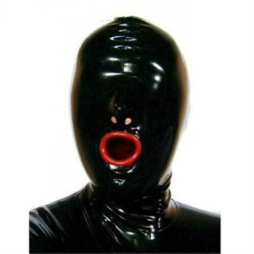 Natural Latex Rubber Gummi Mask Hood Mouth Condom Party Clubwear