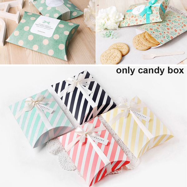 pouch Cookie Party Paper Candy Boxes Wedding Favors Pillow Shape Kraft Gift Bag