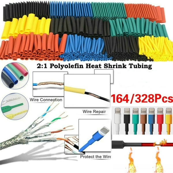 328pcs Polyolefin Heat Shrink Tubing Tube Sleeve Wrap Wire Assortment 8 Size US