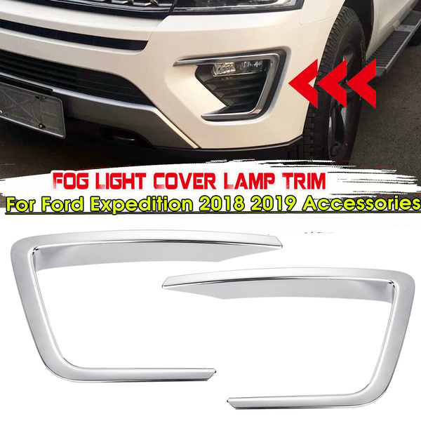 Chrome Front Fog Light Cover Lamp Trim For Ford Expedition 2018 2019