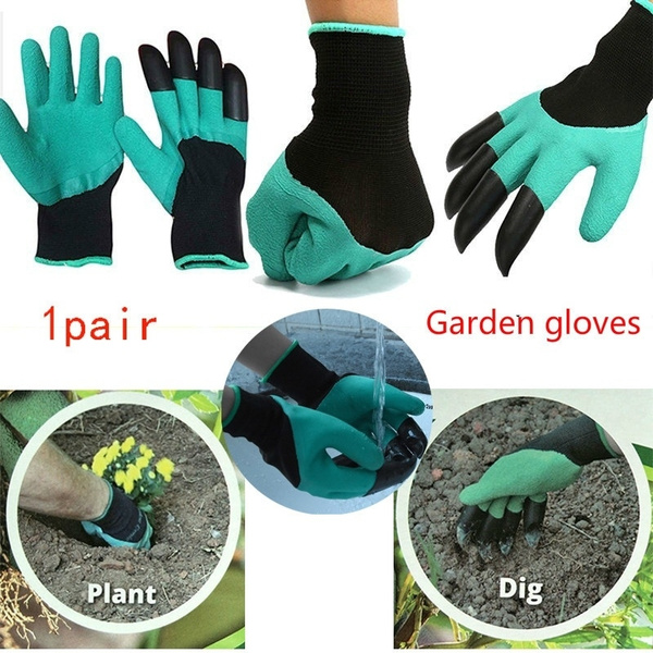 Gardening Genie Gloves with 4 ABS Plastic Claws Digging Planting Waterproof