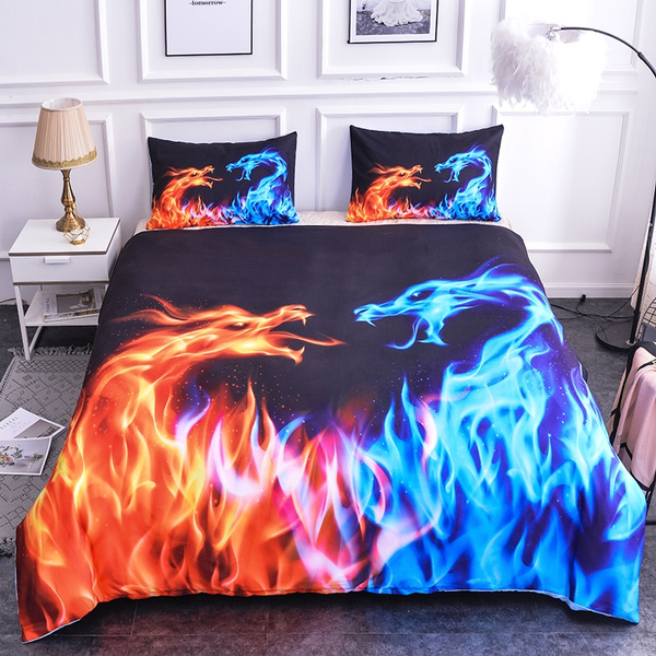 3d Luxury Personalised Fire Dragon Parttern Home Textile 2 3pcs