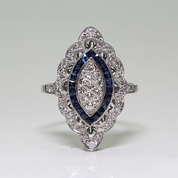 Women 925 Silver White Topaz Gemstone Ring Engagement Wedding Jewelry Size 6-10