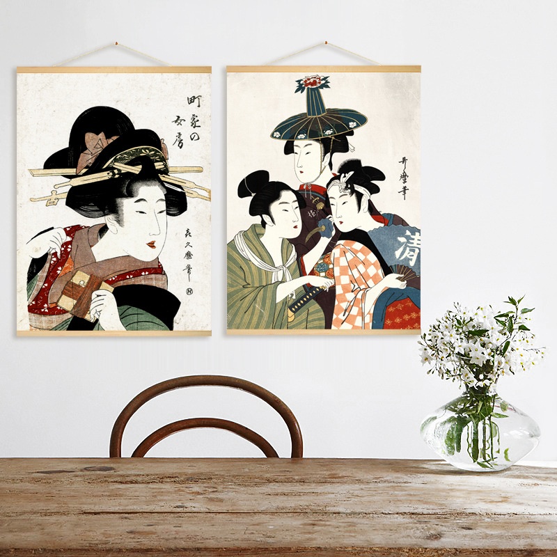 Kabuki Ukiyoe OTOKO with Kimono Hanging Wall Scroll Cool Kakejiku tapestry WA