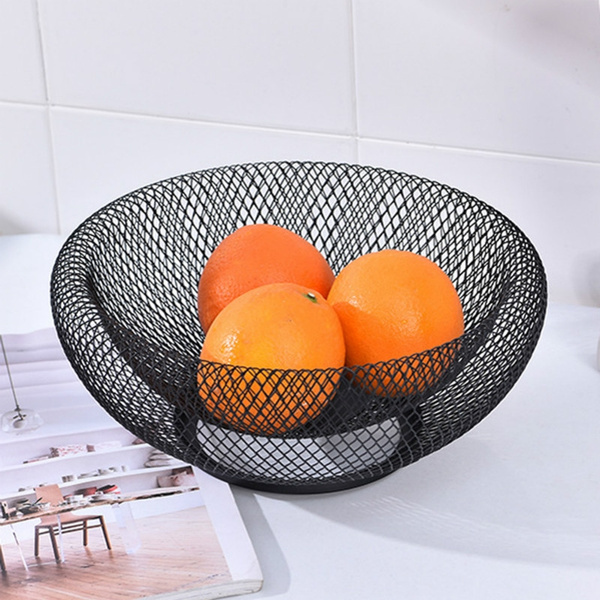 Metal Mesh Creative Countertop Fruit Basket Bowl Stand For Kitchen