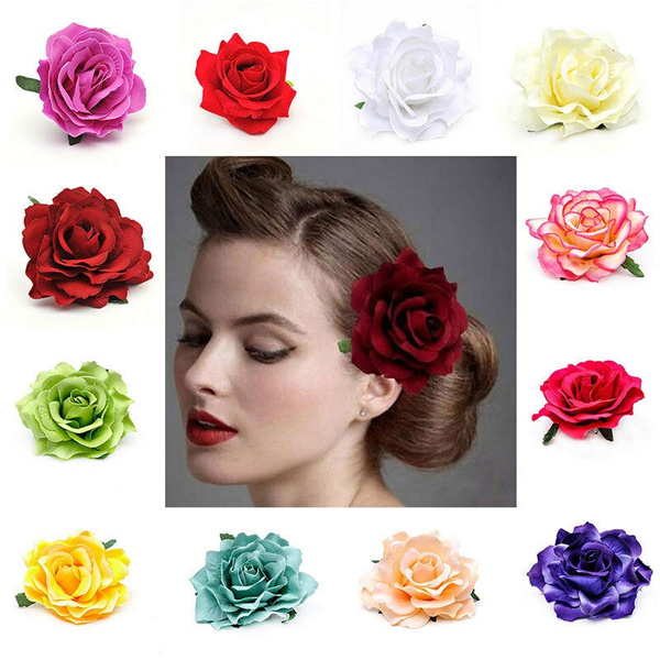 Beautiful Blooming Rose Flower Wedding Bridal Hair Clip headpiece Brooch PinRF