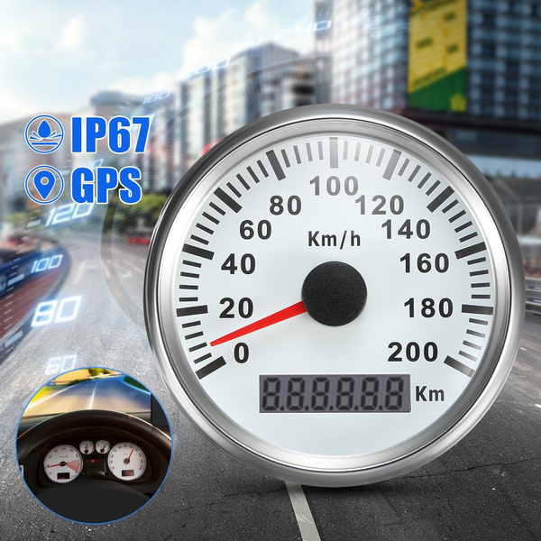 200Km//H 85mm Waterproof Digital GPS Speedometer Odometers Car Truck Gauge White