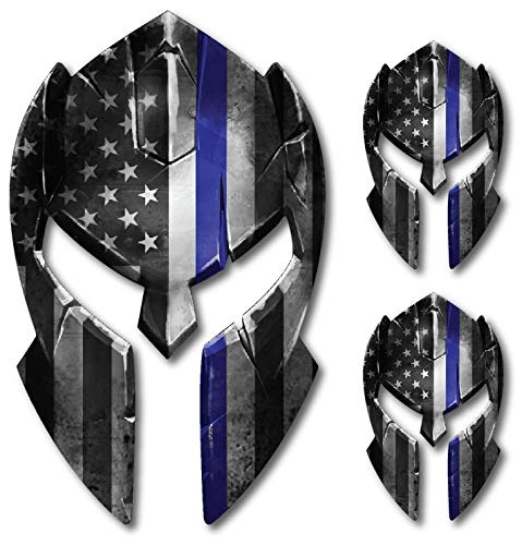 Thin Blue Line Molon Labe Spartan Helmet Gladiator Decal Come And