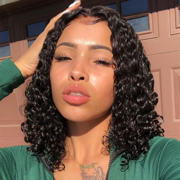 Brazilian Deep Wave Curly Hair Lace Front Wigs With Baby Hair Human Hair Wigs Short Bob Wig With Preplucked Hairline For Black Women