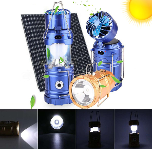Portable 6 LED USB Solar Rechargeable Lantern Outdoor Camping Lamp Light GA