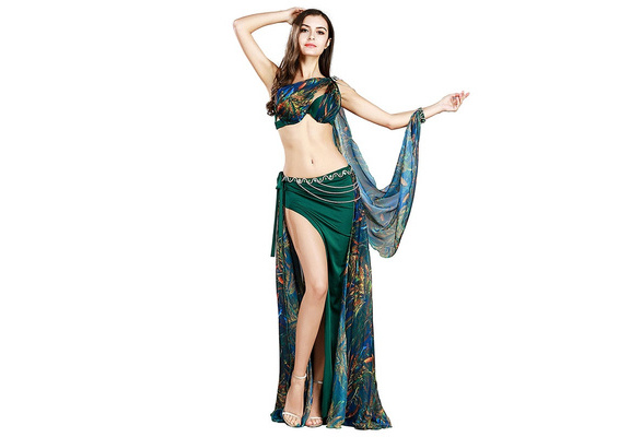 ROYAL SMEELA Belly Dance Costume for Women Chiffon Belly Dancing Skirt Belly Dancing Belt and Bra Armbands Belly Dance Outfit 