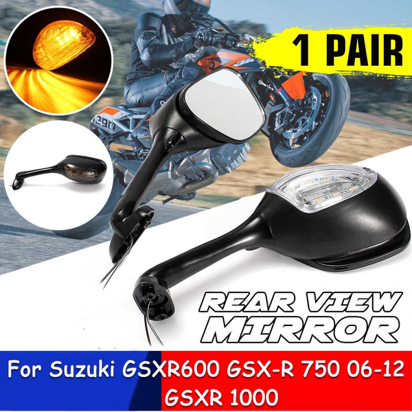 Rearview Side Mirrors & Amber Turn Signals Light For Suzuki GSXR1000 2005-2008