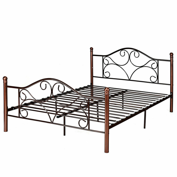 Queen Size Steel Bed Frame Platform, Headboard And Footboard Bed Frame For Queen Size